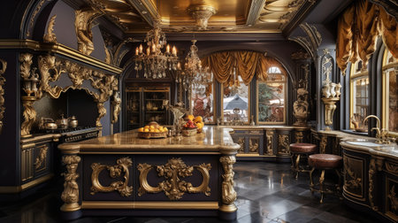 Lavish Baroque Kitchen: Opulent Textures and Decadent Design for Luxury Livingの素材