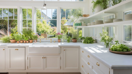 Sustainable Farm-to-Table Kitchen with In-House Herb Gardenの素材