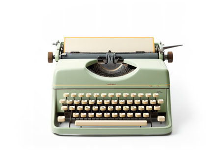 Vintage Typewriter Blank Paper Retro Writing Isolated on White Background AI Generatedの素材