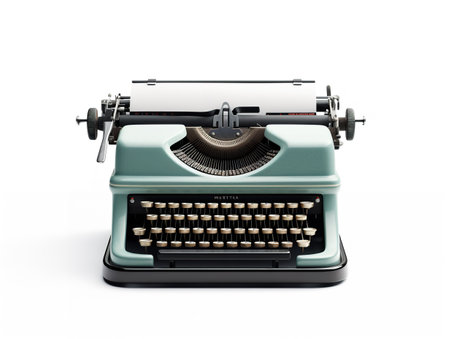 Vintage Typewriter Blank Paper Retro Writing Isolated on White Background AI Generatedの素材
