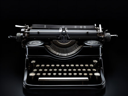 Vintage Typewriter Blank Paper Retro Writing Isolated on White Background AI Generatedの素材