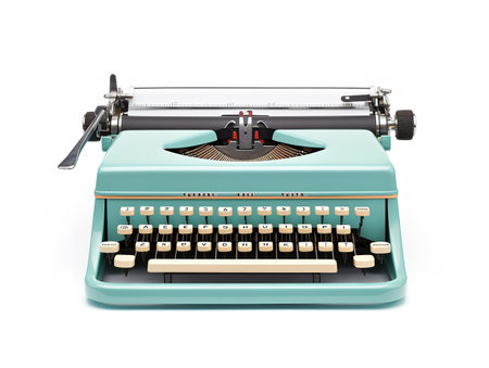 Vintage Typewriter Blank Paper Retro Writing Isolated on White Background AI Generatedの素材