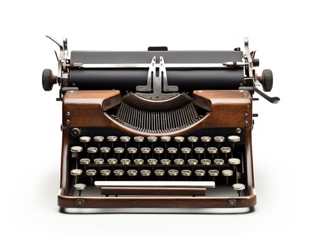Vintage Typewriter Blank Paper Retro Writing Isolated on White Background AI Generatedの素材