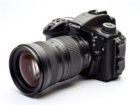 Professional DSLR Camera Lens Photography Isolated on White Background AI Generatedの素材