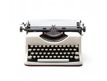 Vintage Typewriter Blank Paper Retro Writing Isolated on White Background AI Generatedの素材