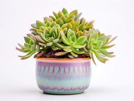 Succulent Plant Pot Greenery Isolated on White Background AI Generatedの素材