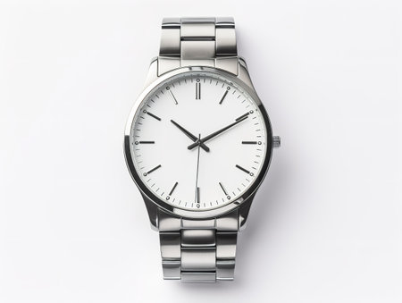 Quartz Wristwatch Timekeeping Elegance Isolated on White Background AI Generatedの素材