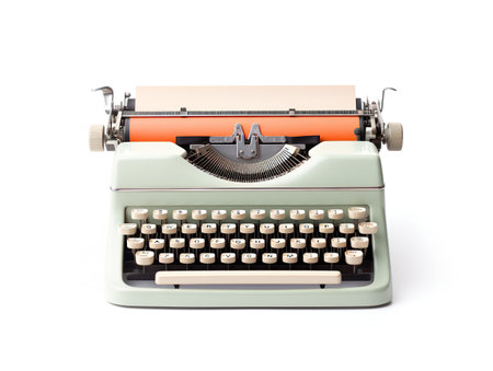 Vintage Typewriter Blank Paper Retro Writing Isolated on White Background AI Generatedの素材