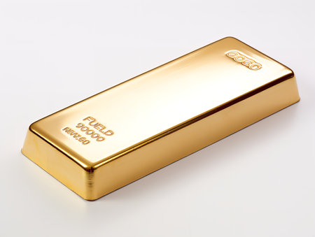 Shiny Gold Bar Luxury Wealth Isolated on White Background AI Generatedの素材