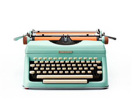 Vintage Typewriter Blank Paper Retro Writing Isolated on White Background AI Generatedの素材