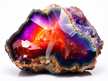 Polished Geode Crystal Natural Beauty Isolated on White Background AI Generatedの素材