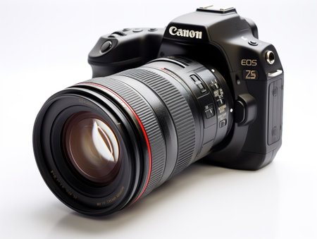Professional DSLR Camera Lens Photography Isolated on White Background AI Generatedの素材
