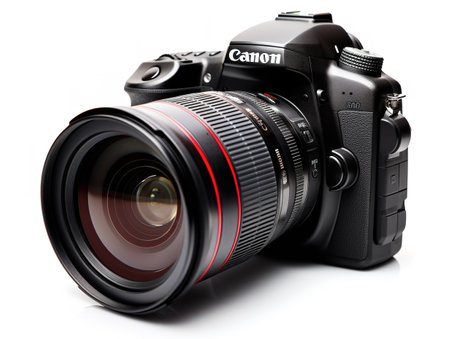 Professional DSLR Camera Lens Photography Isolated on White Background AI Generatedの素材