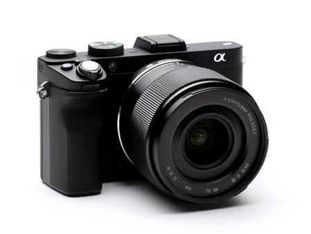 Compact Digital Camera Technology Isolated on White Background AI Generatedの素材
