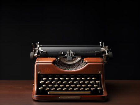 Vintage Typewriter Blank Paper Retro Writing Isolated on White Background AI Generatedの素材