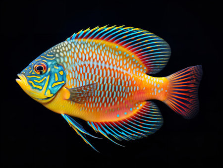 Exotic Tropical Fish Aquarium Marine Life Isolated on White Background AI Generatedの素材