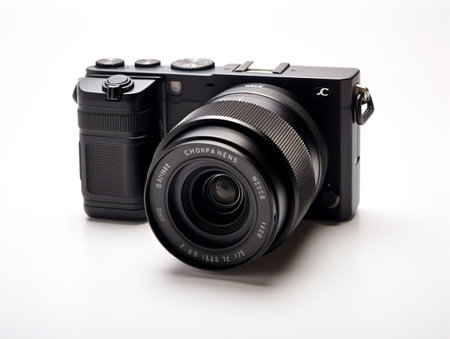 Compact Digital Camera Technology Isolated on White Background AI Generatedの素材