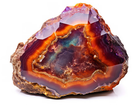 Polished Geode Crystal Natural Beauty Isolated on White Background AI Generatedの素材