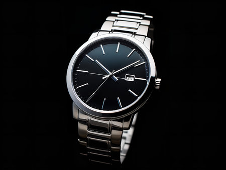 Quartz Wristwatch Timekeeping Elegance Isolated on White Background AI Generatedの素材