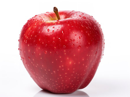 Ruby Red Apple Fresh Fruit Isolated on White Background AI Generatedの素材