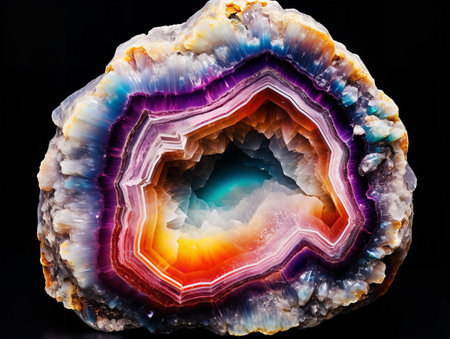 Polished Geode Crystal Natural Beauty Isolated on White Background AI Generatedの素材