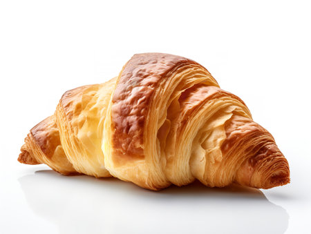 Fresh Croissant Breakfast Delight Isolated on White Background AI Generatedの素材