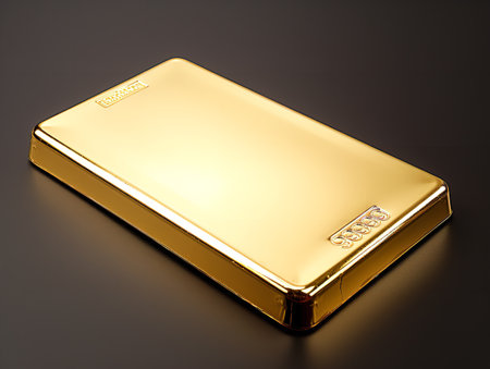 Shiny Gold Bar Luxury Wealth Isolated on White Background AI Generatedの素材