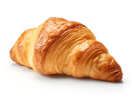 Fresh Croissant Breakfast Delight Isolated on White Background AI Generatedの素材