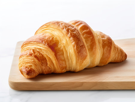 Fresh Croissant Breakfast Delight Isolated on White Background AI Generatedの素材