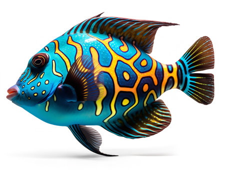 Exotic Tropical Fish Aquarium Marine Life Isolated on White Background AI Generatedの素材