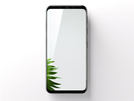 Sleek Modern Smartphone Tech Isolated on White Background AI Generatedの素材