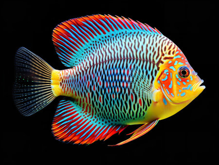 Exotic Tropical Fish Aquarium Marine Life Isolated on White Background AI Generatedの素材