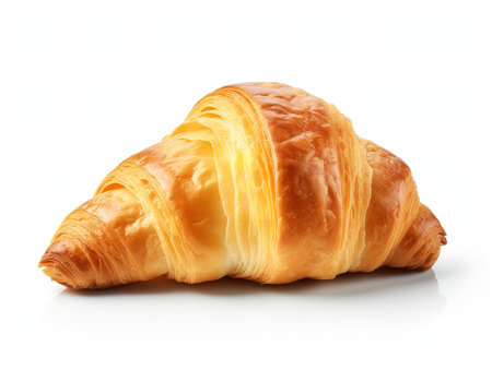 Fresh Croissant Breakfast Delight Isolated on White Background AI Generatedの素材