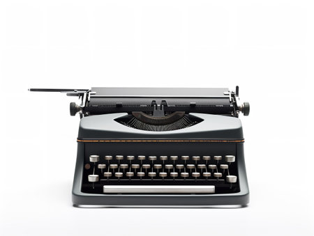 Vintage Typewriter Blank Paper Retro Writing Isolated on White Background AI Generatedの素材