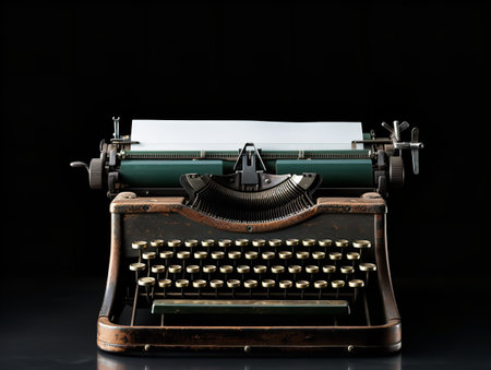 Vintage Typewriter Blank Paper Retro Writing Isolated on White Background AI Generatedの素材