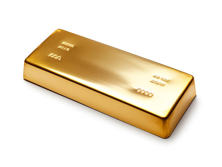 Shiny Gold Bar Luxury Wealth Isolated on White Background AI Generatedの素材