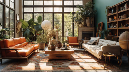 Bohemian Bliss: Colorful and Eclectic Living Room with Global Inspirationsの素材