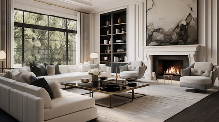 Timeless Modernity: Classic Contemporary Living Room with Sleek Eleganceの素材