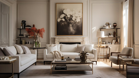 Timeless Modernity: Classic Contemporary Living Room with Sleek Eleganceの素材
