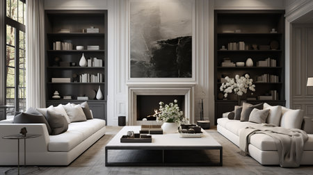 Timeless Modernity: Classic Contemporary Living Room with Sleek Eleganceの素材