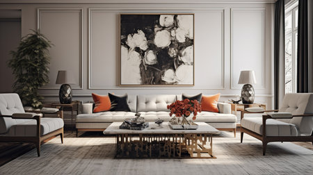 Timeless Modernity: Classic Contemporary Living Room with Sleek Eleganceの素材