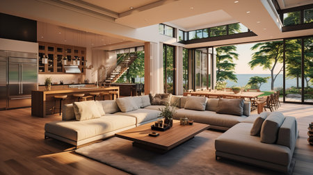 Timeless Modernity: Classic Contemporary Living Room with Sleek Eleganceの素材
