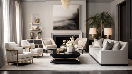 Timeless Modernity: Classic Contemporary Living Room with Sleek Eleganceの素材