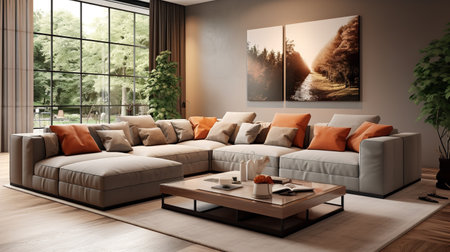 Timeless Modernity: Classic Contemporary Living Room with Sleek Eleganceの素材