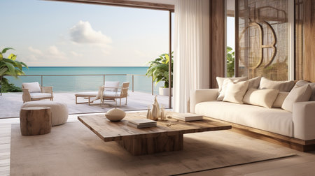 Zen Modernity: Contemporary Asian Living Room Blending Tradition & Modernityの素材