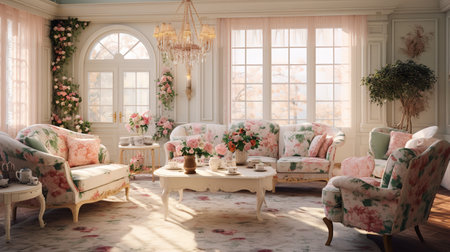 Enchanted Cottagecore: Cozy Living Room with Whimsical Rustic Charmの素材