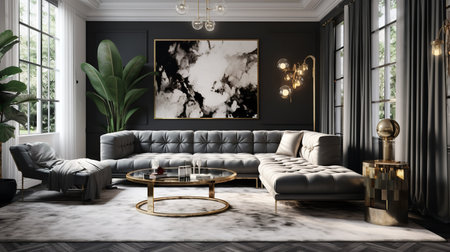 Decadent Glamour: Art Deco Inspired Living Room with Luxurious Touchesの素材