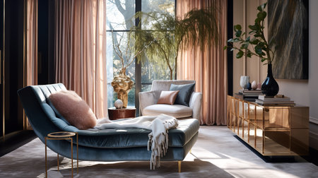 Decadent Glamour: Art Deco Inspired Living Room with Luxurious Touchesの素材