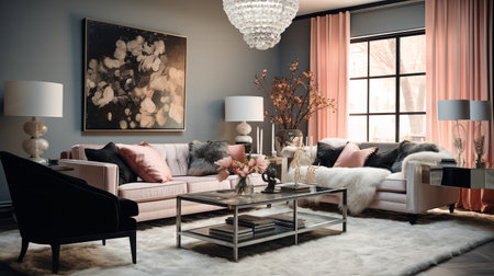Decadent Glamour: Art Deco Inspired Living Room with Luxurious Touchesの素材