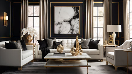 Decadent Glamour: Art Deco Inspired Living Room with Luxurious Touchesの素材